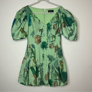 The Brand Label Green Bubble Dress Seahorse Seashells Tropical Short Sleeve XL
